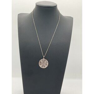 Silver Tone Filigree Pendant Necklace